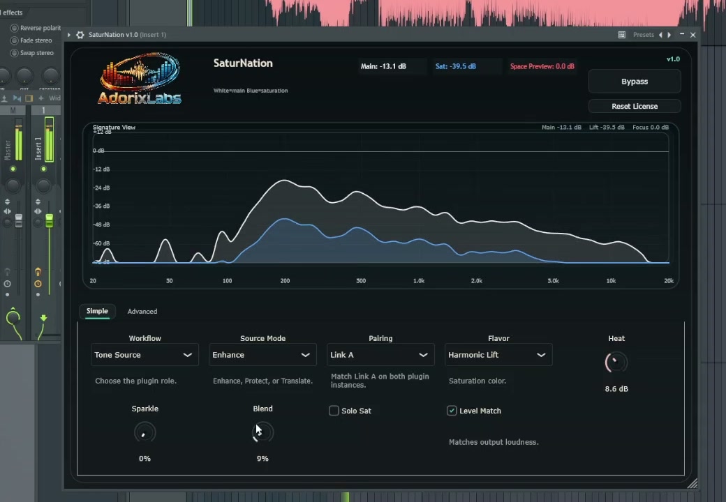 SaturNation v1.0 running in a live FL Studio session